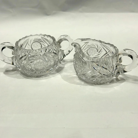 Vintage American Brilliant Crystal Cut cream and Sugar set - Picture 1 of 6